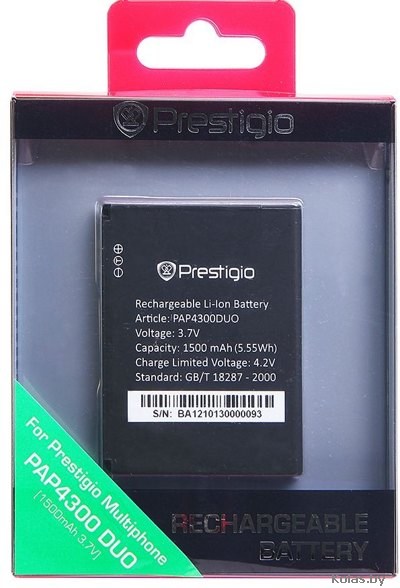 Аккумулятор оригинал для мобильного телефона Prestigio PAP 4300 DUO (Престижио PAP4300 DUO), Li-ion 1500 mAh