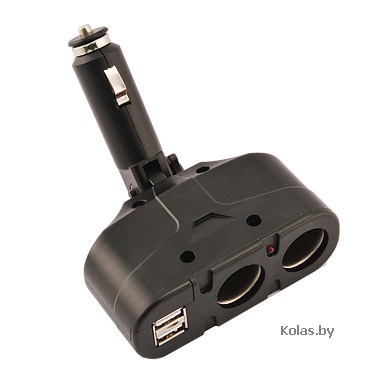 Автомобильный разветвитель в прикуриватель автомобиля на 2 гнезда + 2 USB разъема (порта), 0,5А