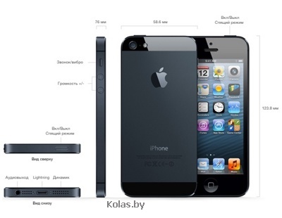 Мобильный телефон копия iPhone 5S Android, Wi-Fi, смартфон, android 4.2.2 (самая точная копия Iphone (айфон) 5S, черный с серым (black with grey), 1 сим-карта (наносимкарта))