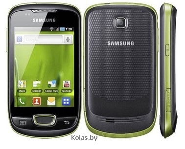 Мобильный телефон Samsung GT-S5570 Galaxy mini (черный с зеленым (grey green), GPS)
