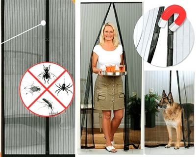 Сетка-штора антимоскитная на магнитах раздвижная модель Премиум, 210х100 см (на дверь, для дверных проемов): доступ свежего воздуха и защита от насекомых. 